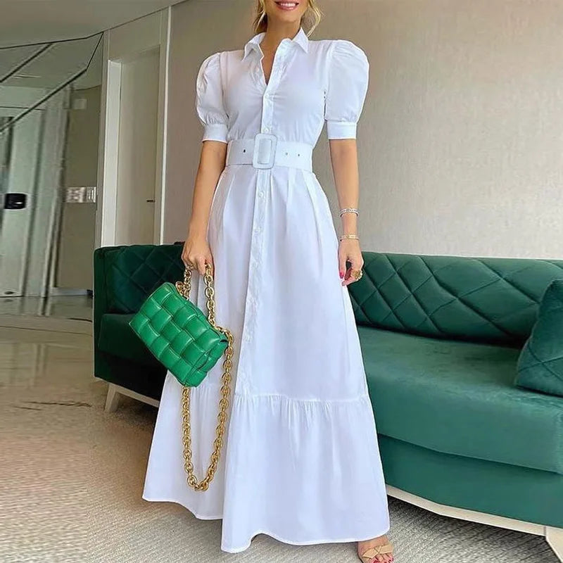 Striped Maxi Dress Women Summer 2022 New Fashion Elegant Causal Party Office Lady White Blue Back Long Dresses