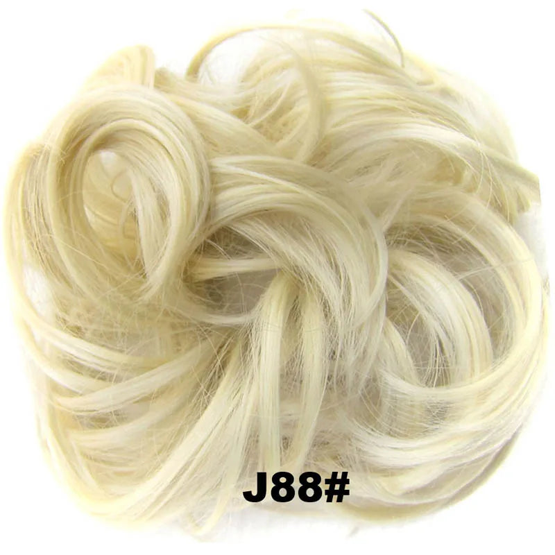 Jeedou Synthetic Messy Curly Hair Bun Chignon Donut Pad Elastic Hair Rope Rubber Band Hairpiece For Woman