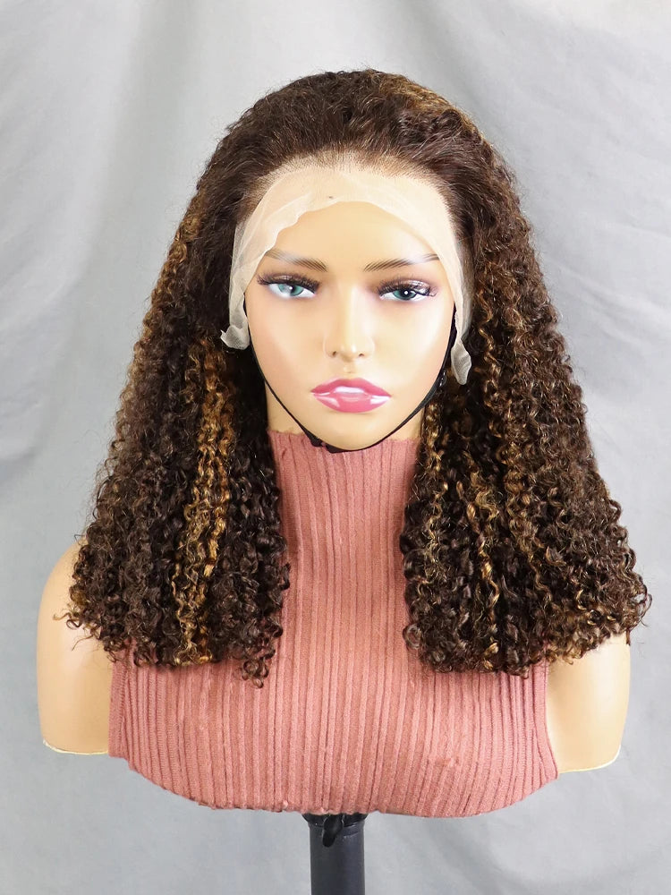 Accept Drop Ship Density 250% 13x4 Full Frontal Pixie Curly Wigs Super Double Drawn Curly Hair Transparent Lace Front Wig