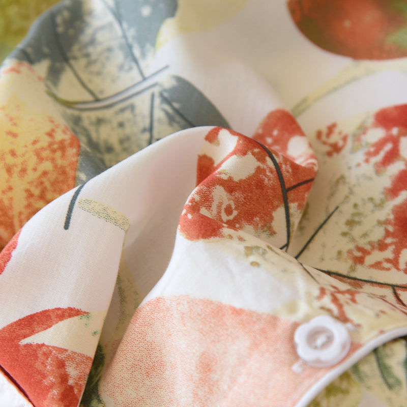 New Spring And Summer Ladies Pajamas Two-piece Viscose Long-sleeved Trousers Big Flower Cardigan Comfortable Home Service Set