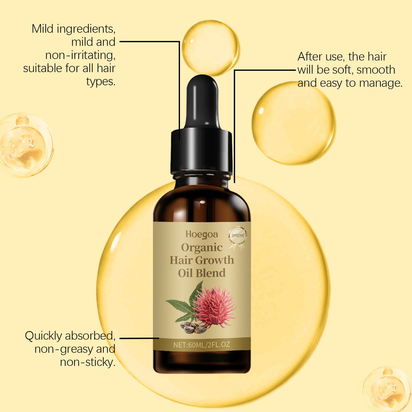 Hydrating Hair Oil Deeply Nourish Hair Enhance Hair Gloss Prevent Breakage Anti-Static Tames Frizz Moisturizing Hair Serum Oil