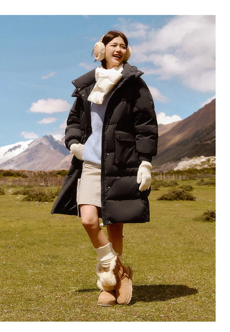 Semir Down Coat Women Long Three-proof Windproof Warm 2025 Winter New Loose Hooded Versatile Jacket