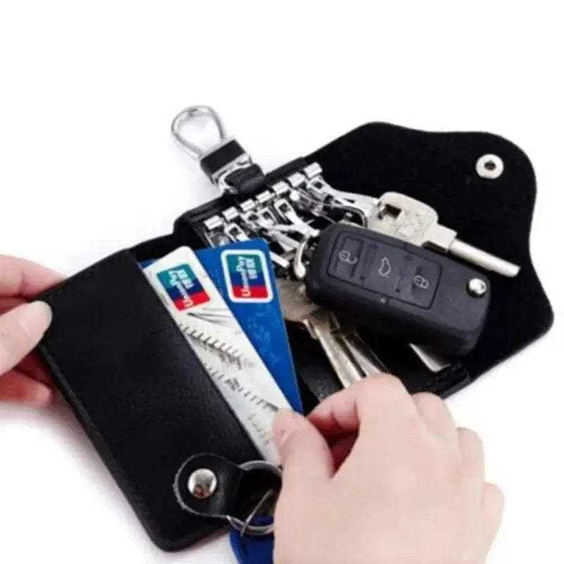2025 New PU Leather Keychain Men Women Key Holder Organizer Pouch Cow Split Car Wallet Housekeeper Case Mini Card Bag
