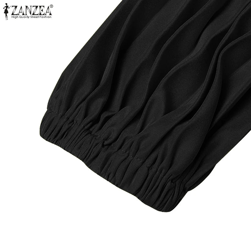 Elegant Autumn Maxi Dresses 2025 ZANZEA Women Fashion Long Sleeve Pleated Party Sundress IsIamic Robe Muslim Abaya Hijab Dress