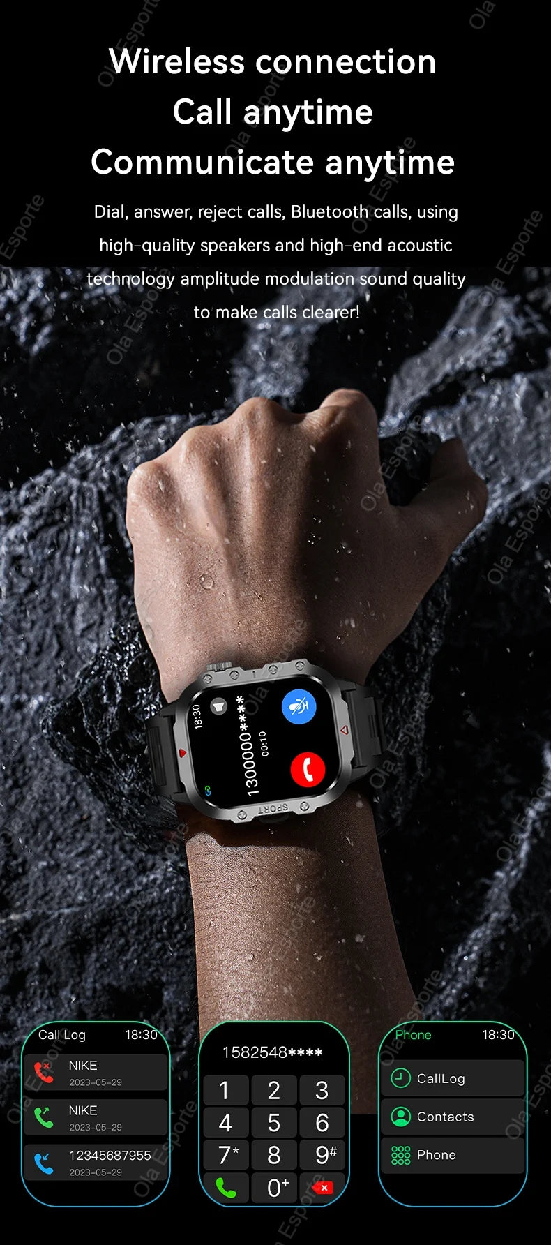 Outdoor Sports Smartwatch New 2025 2.01 inch HD Screen LED Flashlight Bluetooth Talking Smart Watch for Men Women Holiday Gift