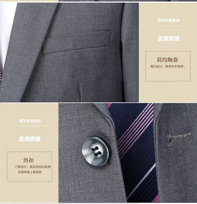 Two button men (suit + trousers) Korean version of fashion slim-fit business professional dress work formal two-piece set