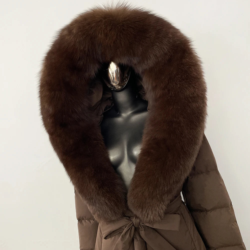 OFTBUY Long Puffer Jacket Women New 2025 Winter Warm White Duck Down Jacket Women's Real Fox Fur Coat Female Natural Fur Parkas