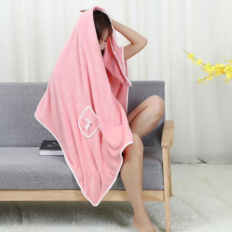 Bathroom Wearable Bathrobe Towel Dress Women Shower Female Soft Bath Towel For Adults Lady Home Textiles Bath And Sauna Towels