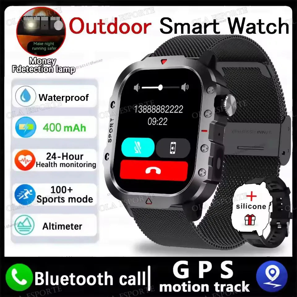 Outdoor Sports Smartwatch New 2025 2.01 inch HD Screen LED Flashlight Bluetooth Talking Smart Watch for Men Women Holiday Gift