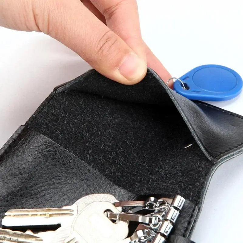 2025 New PU Leather Keychain Men Women Key Holder Organizer Pouch Cow Split Car Wallet Housekeeper Case Mini Card Bag