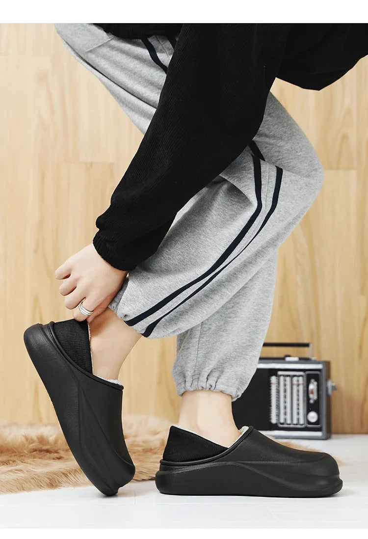 2025 Men's Slippers New Model Warm Thick Bottom Non-Slip Shoes Soft Comfortable Heel Covering Wear-Resistant Indoor Footwear