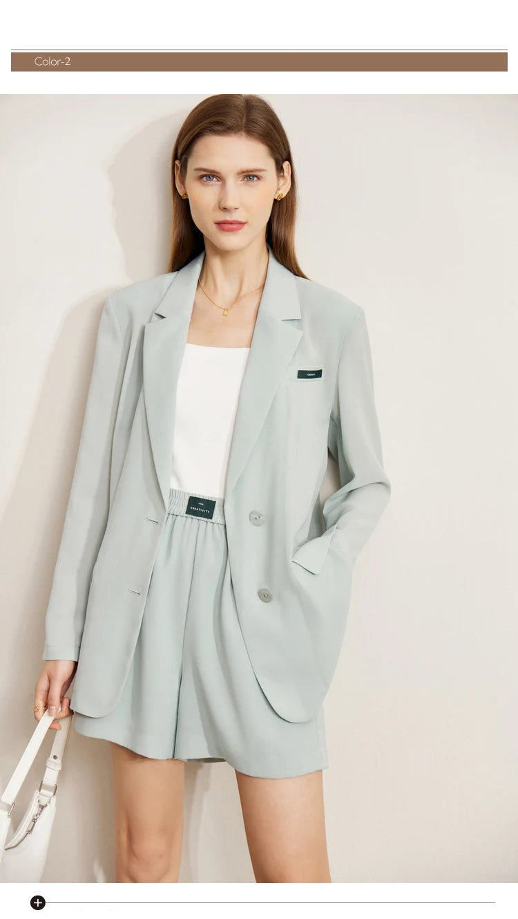 AMII Minimalism Women's blazer Fashion 2024 Summer Blazers Office Lady Elegant Chic Female shorts Separately Sale 72311003