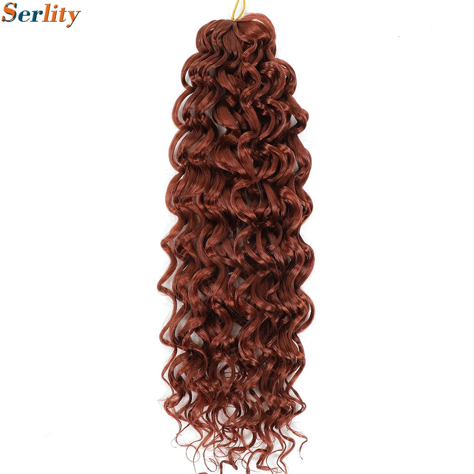 GoGo Curl Crochet Hair 14inch Curly Ocean Wave Synthetic Braiding Hair Jet Black Beach Curl Water Wave Deep Twist Crochet Braids