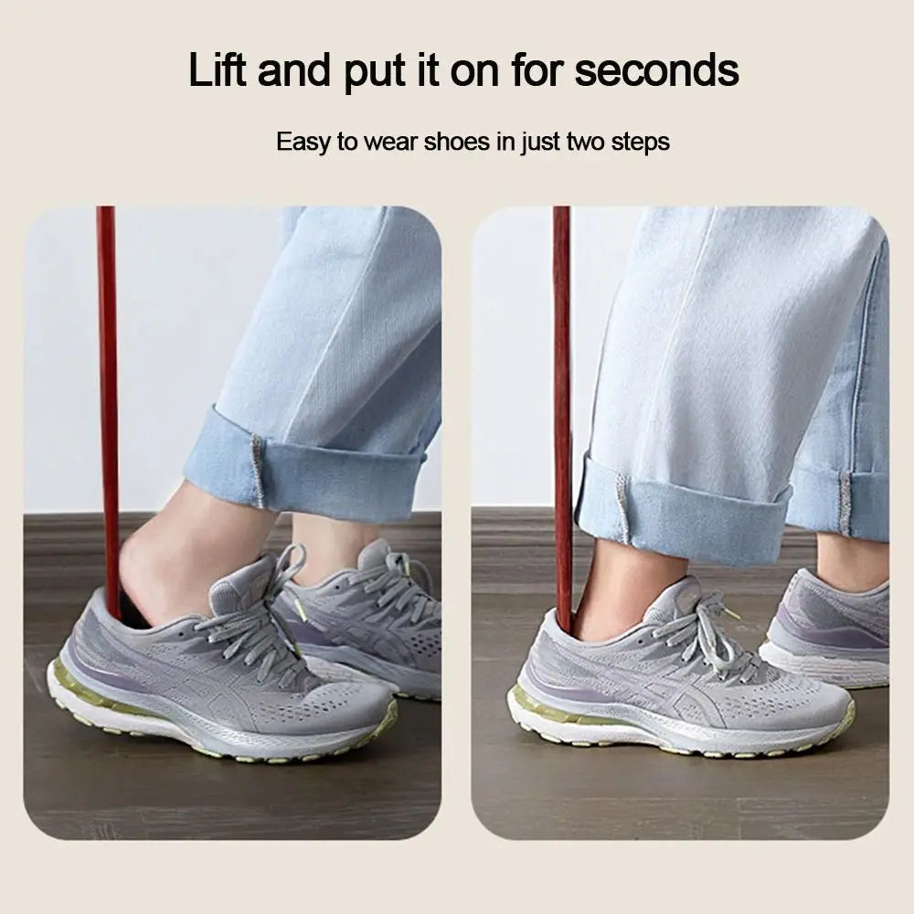 Wooden Shoe Horn Easy On Off Long Handle Hanging Loop Without Bending Over Shoe Horn For Seniors Pregnant Women