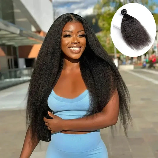 30 Inch Indian Raw Virgin Unprocessed 100% Virgin Human Hair Kinky Straight 1/2/3/4 PCS Bundles Yaki Straight For Black Women