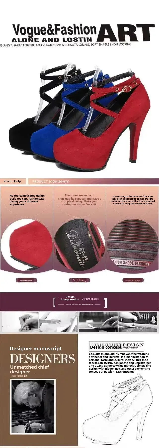 Women's Fashion High Heels round Toe Slip-On Cross Buckle Shoes Thin Heel Summer Rubber Sole Leather Micro Fiber Shoes