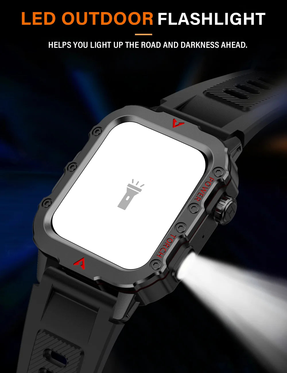 LAXASFIT New Outdoor Military Smartwatch Bluetooth Talking Smartwatch 1.73 Inch LED Sports Fitness Watch