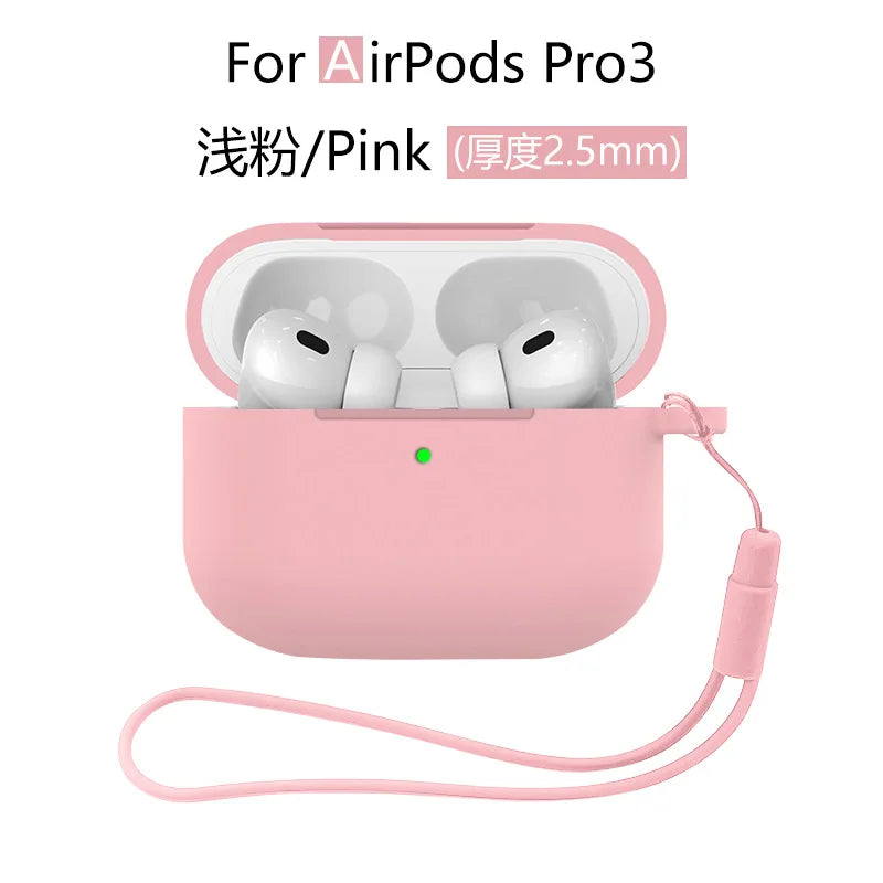 for AirPods Pro 3 Case Cover 2025 with Lanyard Soft Skin Silicone Protective Shockproof Case For AirPods Pro 3 Case Accessories