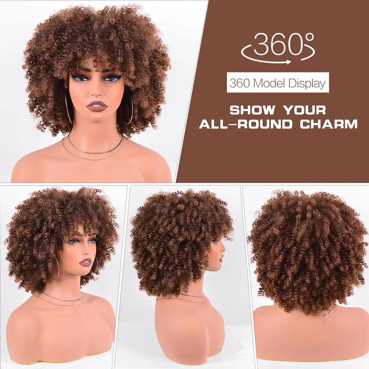 Synthetic Afro Kinky Curly Wigs for Women Kinky Curly Hair Wig, Short Full Wig Afro Bomb Curly Hair for Daily Party Use