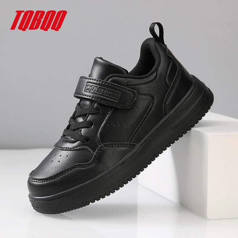 Kids' Classic Black Skate Shoes Boy Lightweight Breathable Casual Sneakers with Cushioned Insole Non-Slip Design for School