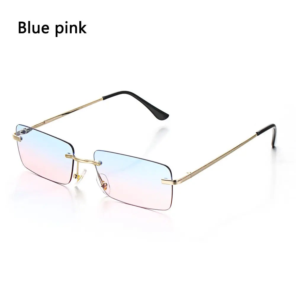 Trendy Punk Sunglasses Rimless Rectangle Sun Glasses for Men Women Fashion UV400 Driving Shades Frameless Gradient Eyewear