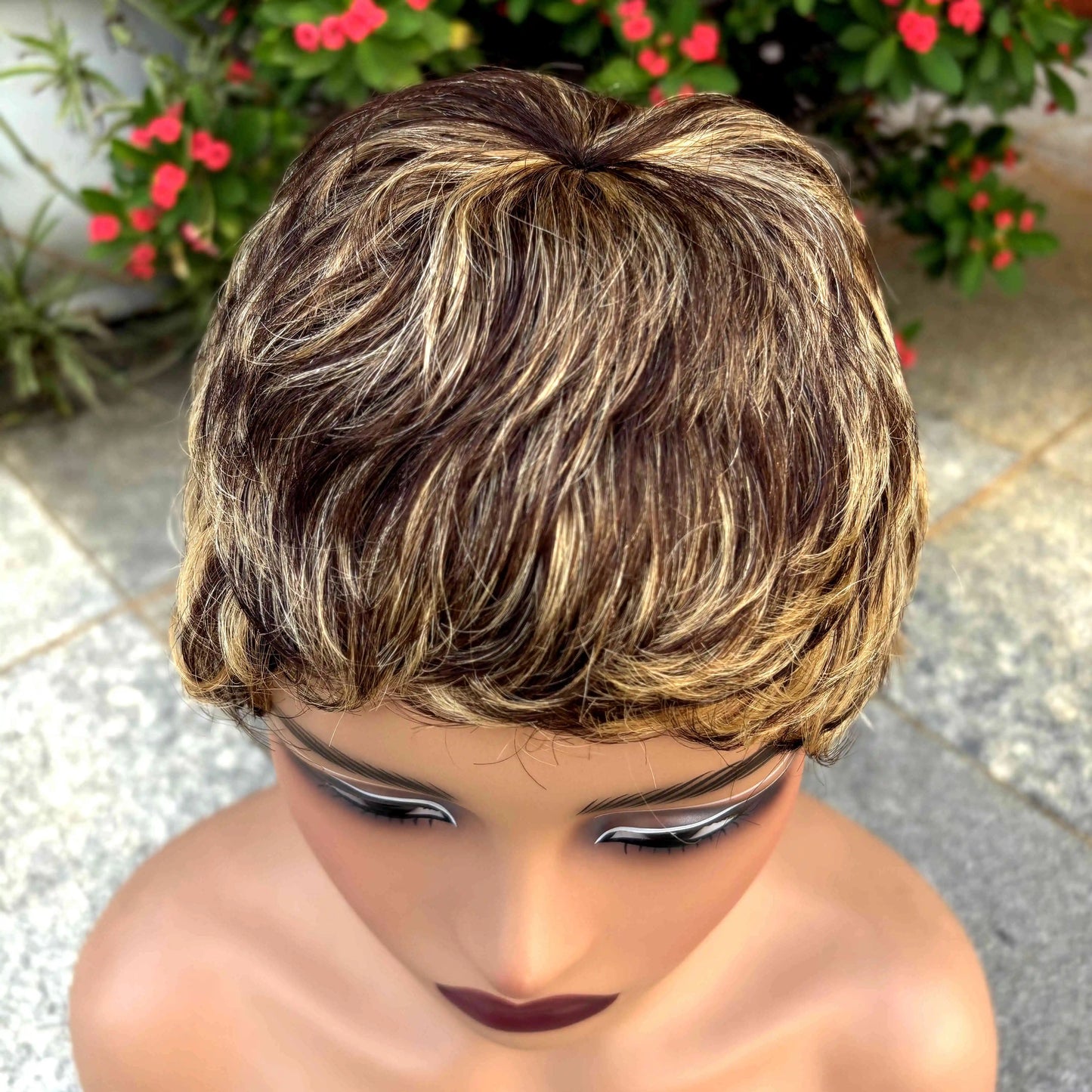 Short Full Machine Made Highlight Pixie Cut Wigs Human Hair Wigs  Colored Bob Wig Brazilian Remy Hair Wigs for Black Women