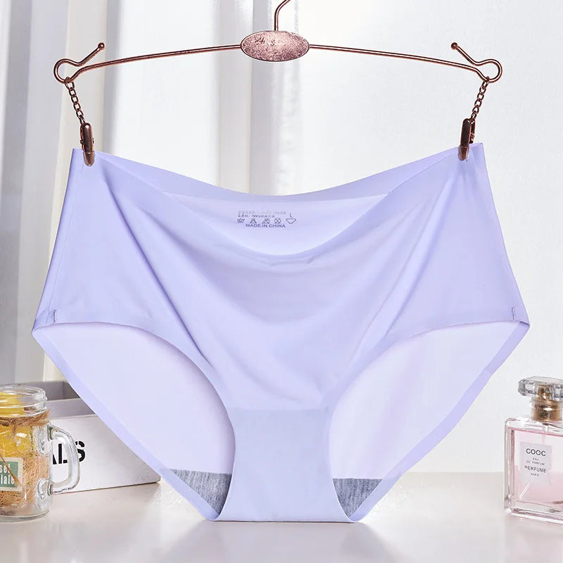 10PCS/Set Women's Panties Seamless Female Underwear Plus Size Cozy Briefs Breathable Silk Satin Lingerie Hot Sale Underpants