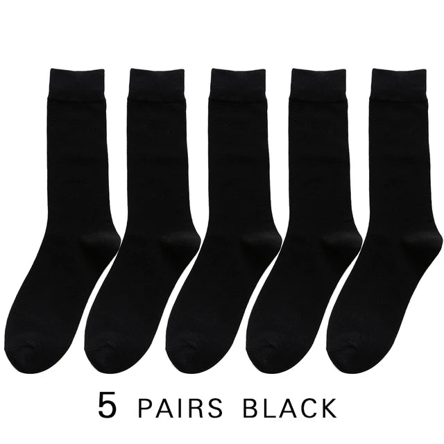 5 Pairs High Quality Spring Autumn Men's Cotton Socks Size38-45 Long Socks For Men Dress Socks Male Gifts Business Casual Sox