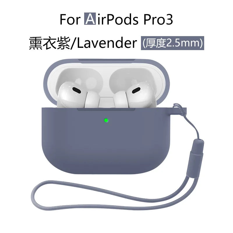 for AirPods Pro 3 Case Cover 2025 with Lanyard Soft Skin Silicone Protective Shockproof Case For AirPods Pro 3 Case Accessories