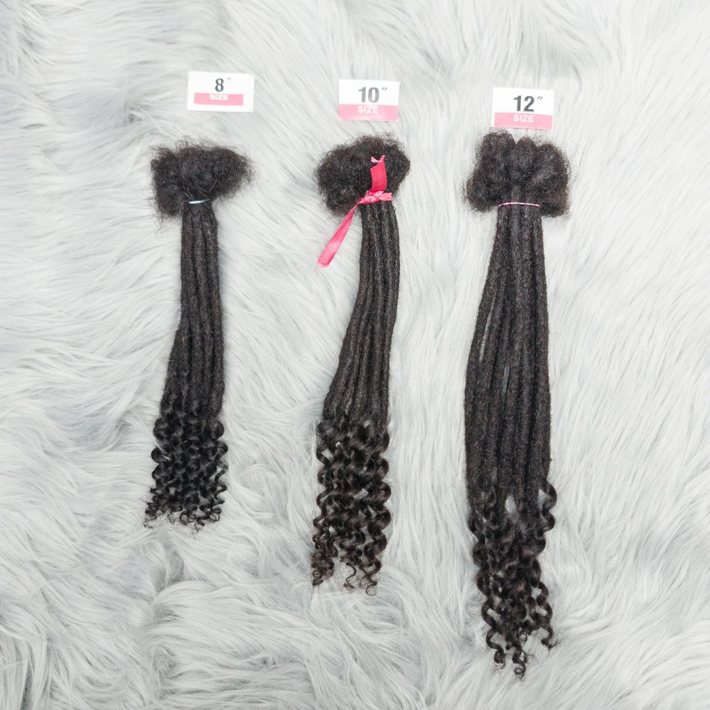 Natural Human Hair Dreadlock Extensions with Curly Ends 8-12 Inch Handmade Curled Tail Locks Extension for Women Men 10 Strands