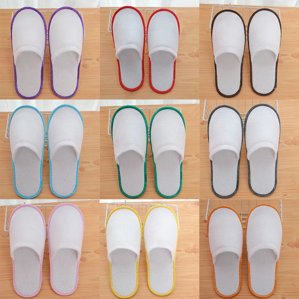 10Pair Lot Hotel Slippers Men Womens random color Velvet Travel Disposable Cotton Home Hospitality Shoes Cheap SPA Guest Slides