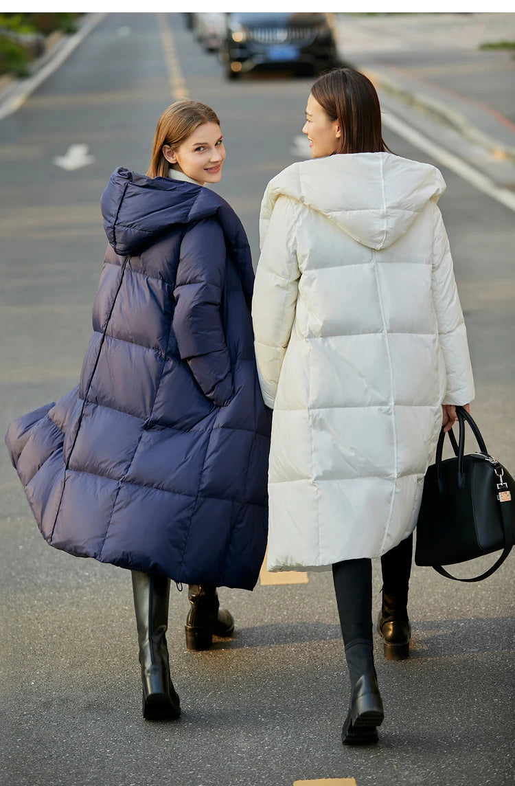 AMII Minimalist 2025 Down Jacket Coat Women Winter Warm Long Bread Puffer Coat Light Thick Quality Fashion Outerwear 12324060