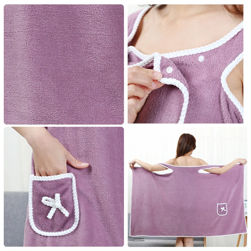 Bathroom Wearable Bathrobe Towel Dress Women Shower Female Soft Bath Towel For Adults Lady Home Textiles Bath And Sauna Towels