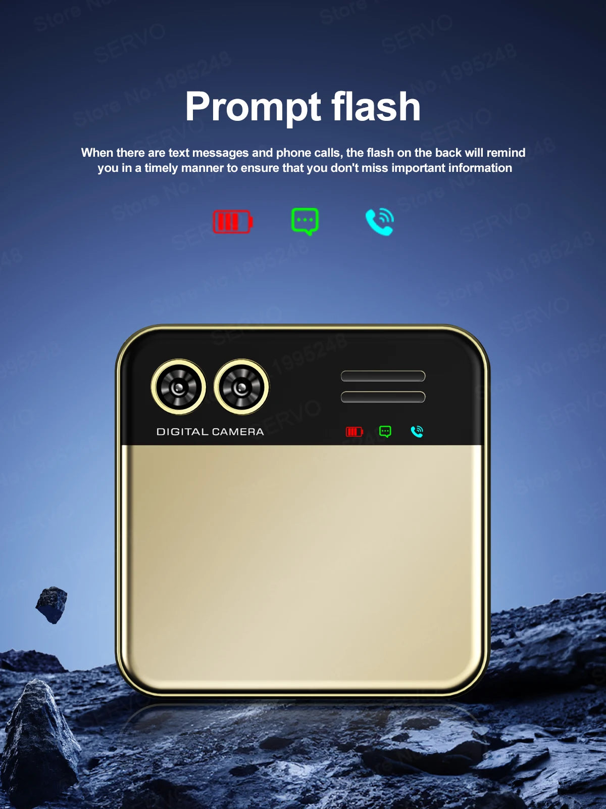 SERVO AUAR11 Rotating Mobile Phone 2 SIM Stadby Torch Speed Dial Magic Voice FM Radio 2G GSM 2.4" Slide Screen Small Cellphones