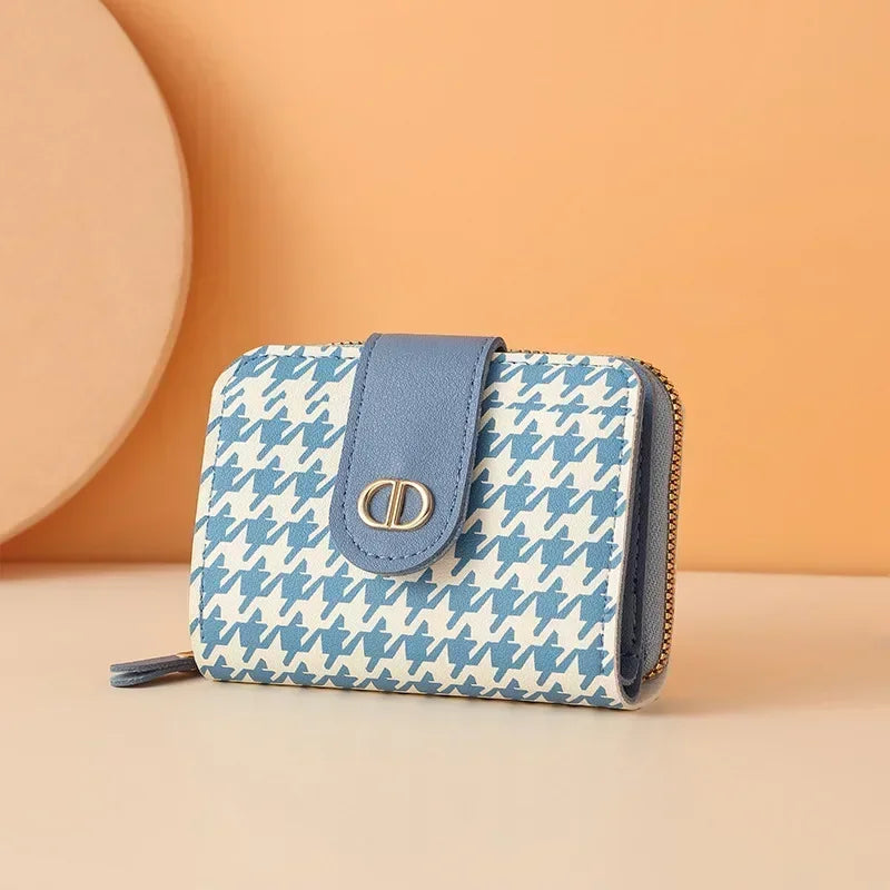 New Light Fashion Luxury Large CapacitySmall Wallet Women's Short Buckle Canvas Multi Card Anti Demagnetization Wallet
