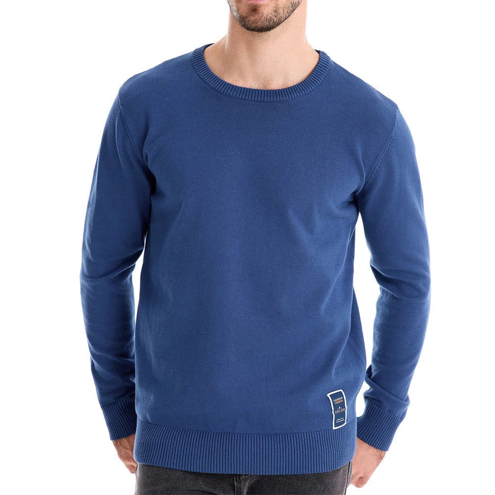 AIOPESON Mens Solid Cotton Crew Neck Knitted Pullover Sweaters Casual Fashion Classic Sweater for Men