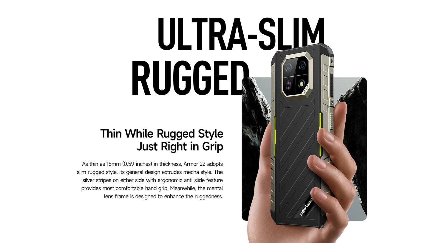 Ulefone Armor 22 Rugged Phone ,16GB (8GB+8GB) RAM ,128GB/256GB ROM , Android 13 Smartphone,NFC 64MP 4G Phone