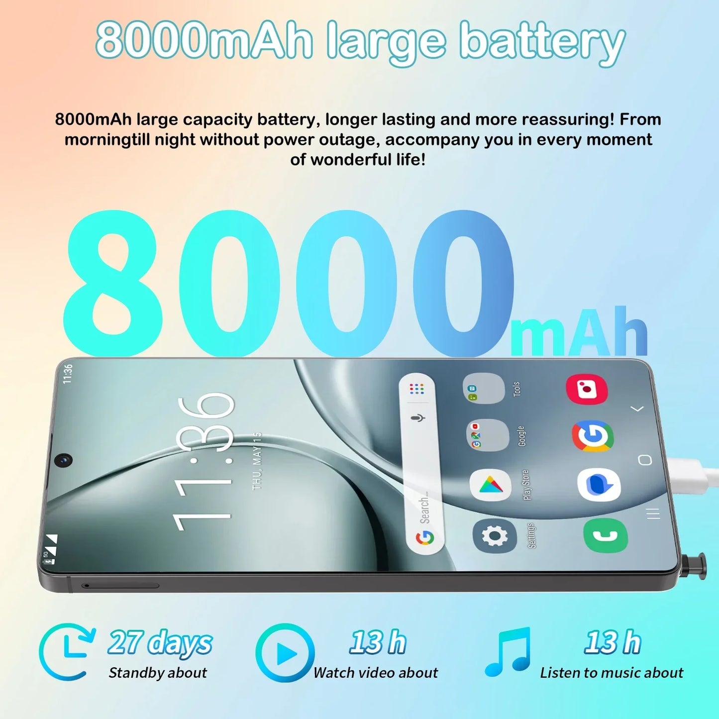 HOT 2025 new C40 Pro original intelligent 4G 5G dual card dual standby Android 14 system global version 108MP 8000mAh battery