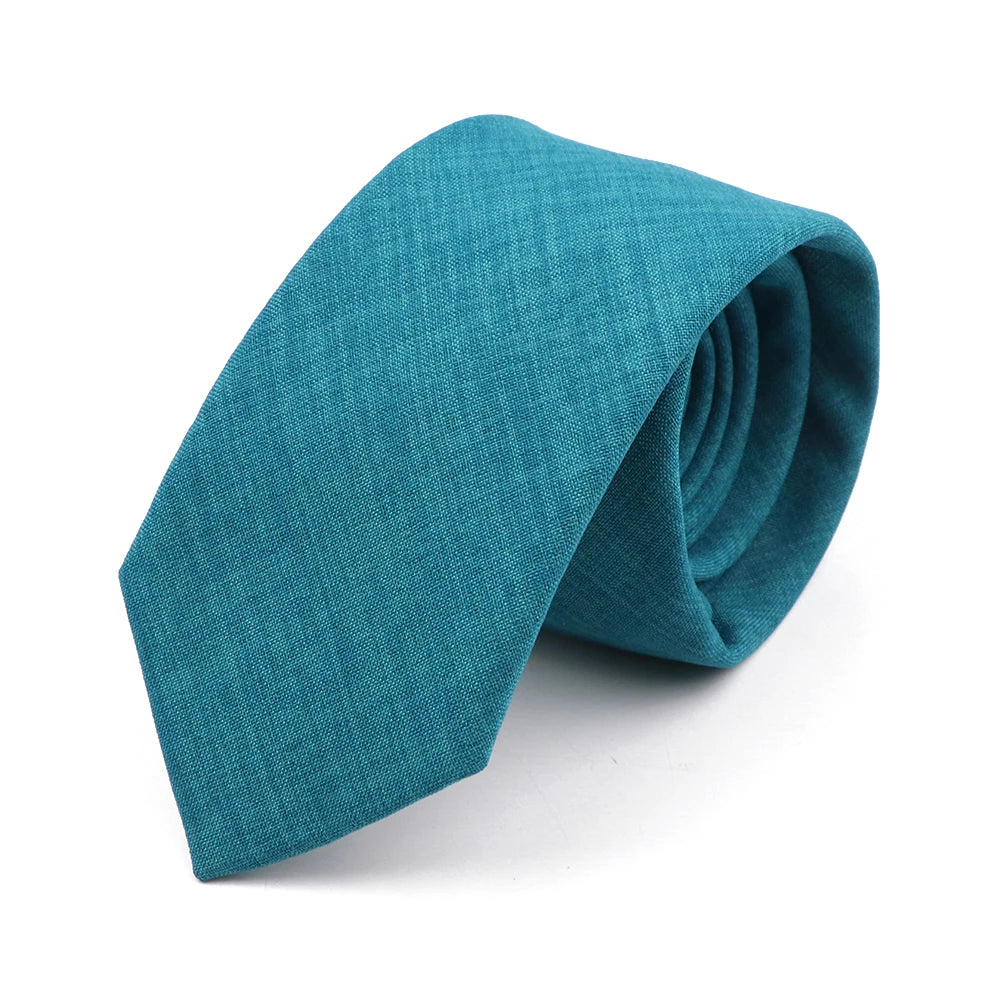 Novelty New Solid Color Ties For Men 100%Cotton Handmade High Quality Necktie Pink Green Orange 6.5cm Skinny Slim Ties Accessory