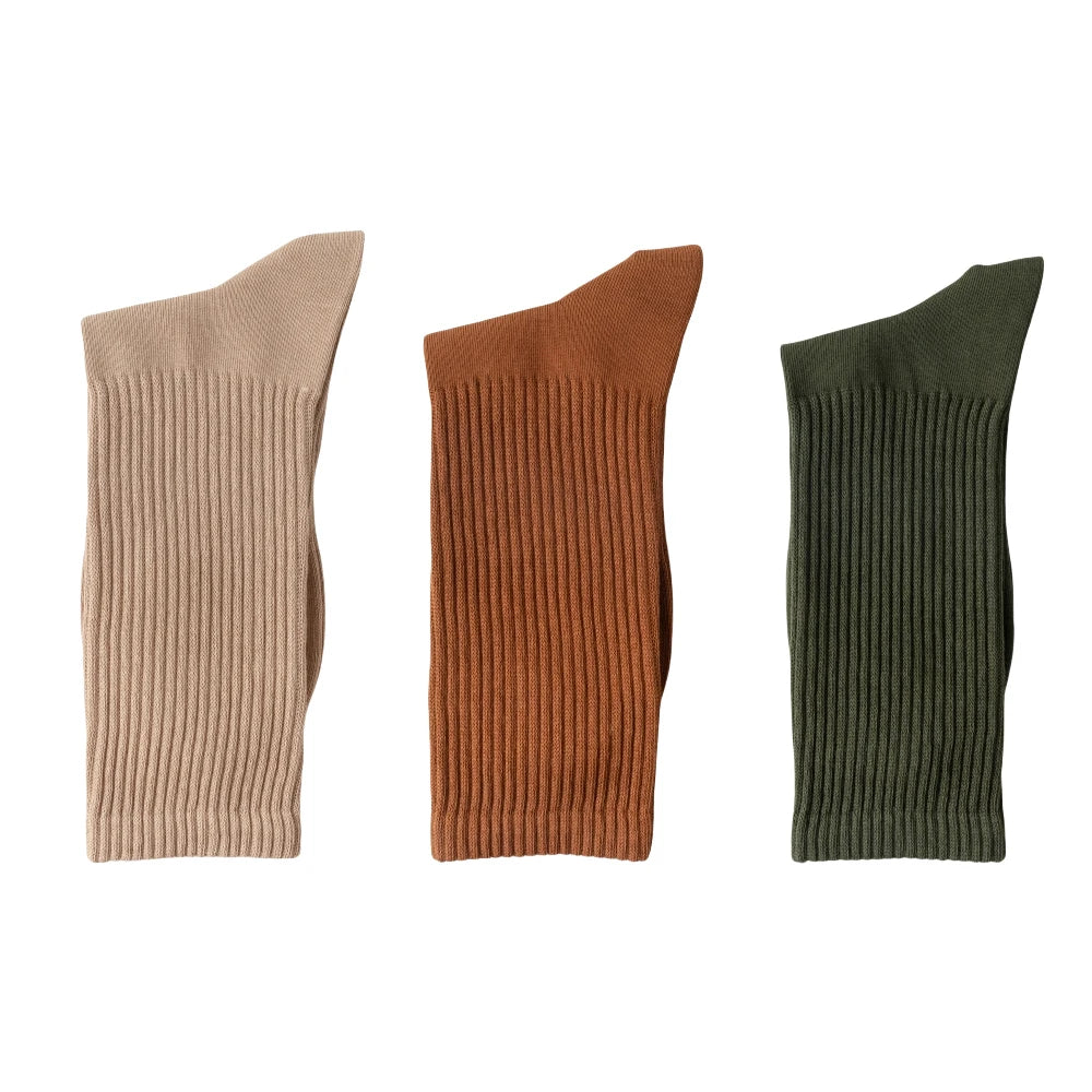 Men's High Quality Business Pure Cotton Socks Solid Color Fashion Casual Long Socks Harajuku Retro Wear-resistant Sports Socks