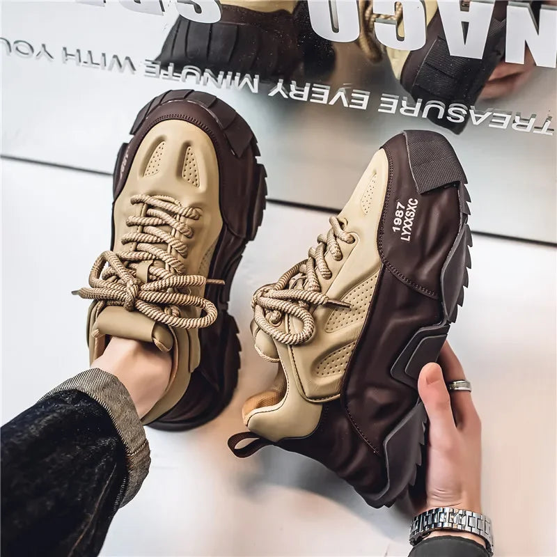 Loafers Men's sneakers Male sneakers Casual Shoes for men Sports and leisure Thick bottom Non-Slip Wear-resistant Work wear