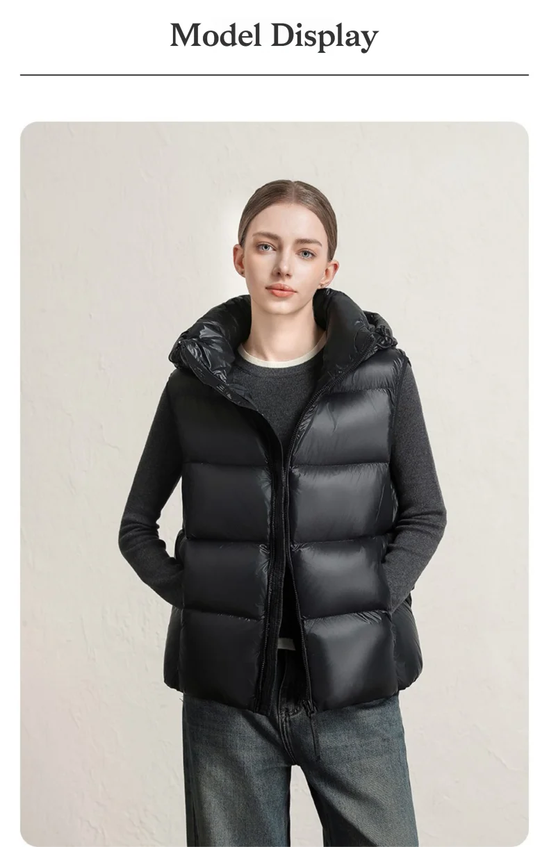 CLARKE QUEEN 2025 Duck Down Vest Jacket for Women Light Weight Padding Winter Outerwear Puffer Casual Warm Thickened Short Coat