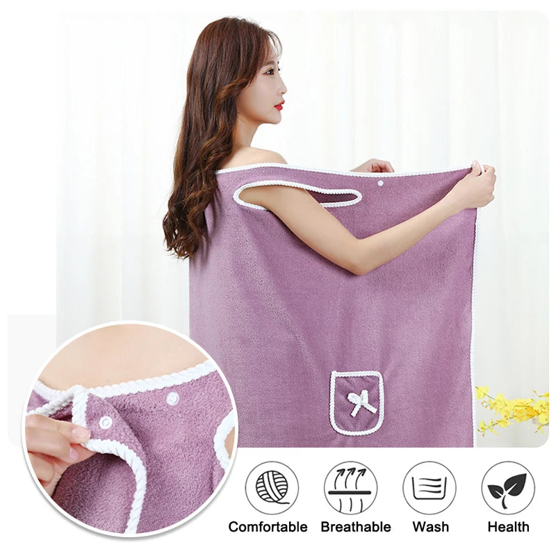 Bathroom Wearable Bathrobe Towel Dress Women Shower Female Soft Bath Towel For Adults Lady Home Textiles Bath And Sauna Towels