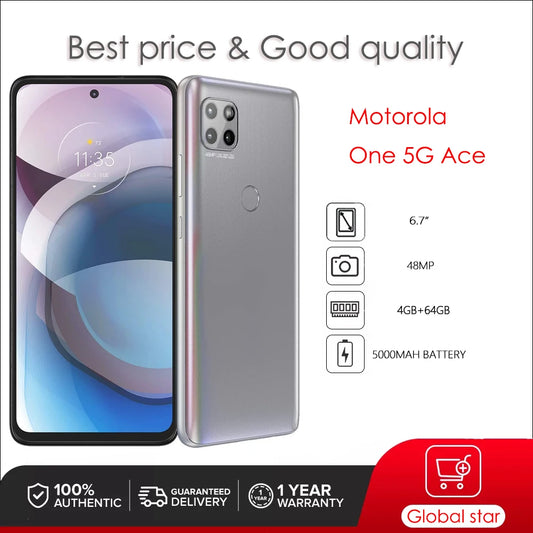 Motorola One 5G Ace XT2113 Refurbished Original Unlocked Phone 4GB RAM 64GB ROM 6.7 inches 48MP 4G LTE 5000mAh Cellphone