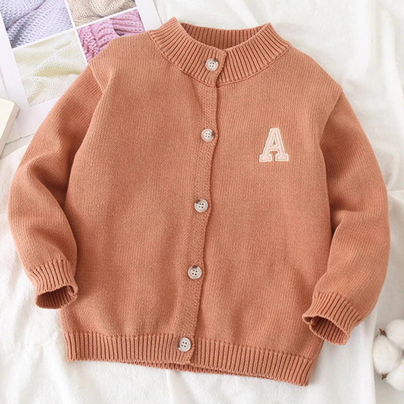 Autumn Kids Cardigan Sweaters Baby Girl Clothes Cartoon Letter Solid Cotton Sweater Boys Children Clothing Knitted Kids Sweaters