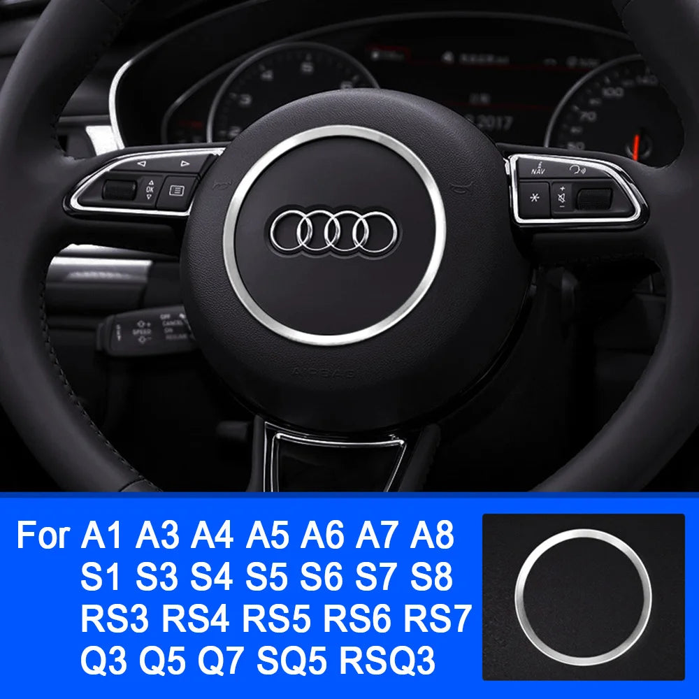 For Audi A1 A3 A4 A5 A6 A7A8 Q3 Q5 Q7 SQ5 S1 S3 S4 S5 S6 S7 S8 RS3 RS5 RS6 Car Steering Wheel Decoration Ring Trim Cover Sticker