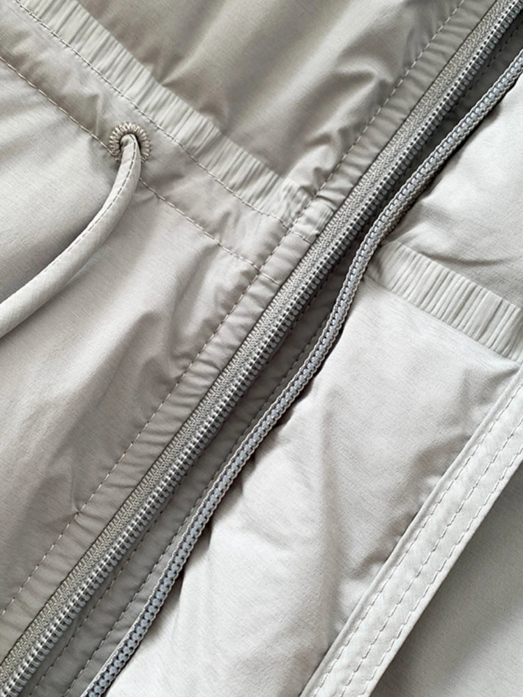 2023 New Autumn Winter Women Fashion Hooded 90% White Duck Down Coat Lady Slim Thick Warm Zipper Drawstring Lace-up Snow Jacket