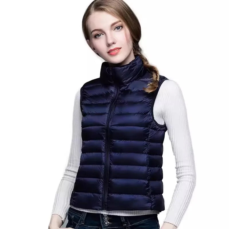 Autumn Ultra Lightweight Portable Tank Top Sleeveless Duck Down Coat Slim Fit Standing Collar Women's Down Vest Women's Coat
