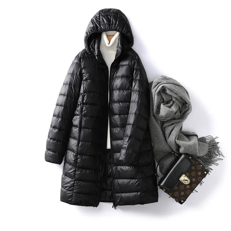 Autumn and Winter Women's New Detachable Down Jacket Temperament Commuter Fashion Warm Hooded Down Jacket Women's Outdoor Jacket