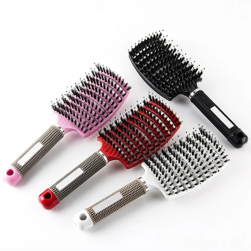 Hair Brush Scalp Massage Comb Hairbrush Bristle&Nylon Women Wet Curly Detangle Hair glove for Salon Hairdressing Styling Tools